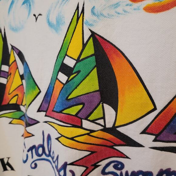 Vintage World View Key West Sweatshirt XL White 90s Sailboat Graphic Made in USA - Picture 2 of 10